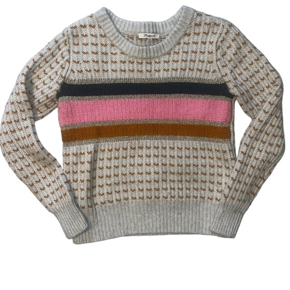 Madewell Barfield Crewneck Pullover Wool Alpaca Blend Stripe Knit Sweater XXS - Picture 2 of 8